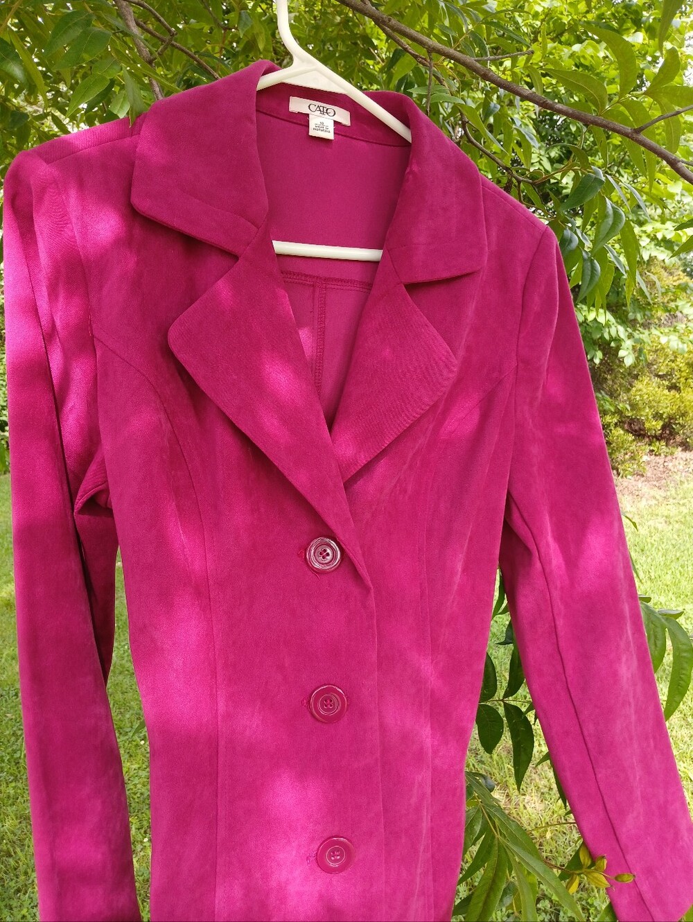 90s Vintage Hot Pink Blazer Jacket Fits Small Cato Dagger Collar